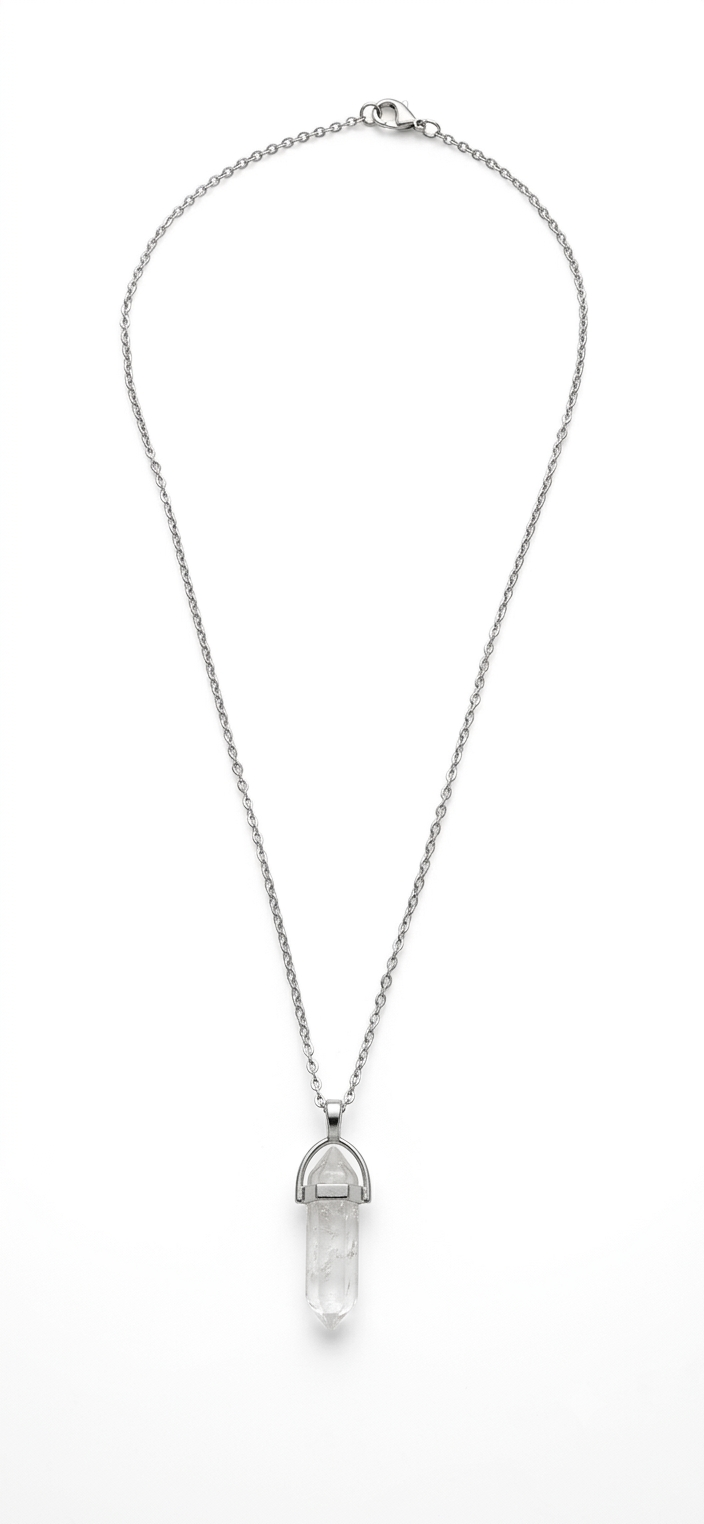Collana artigianale ciondolo prisma esagonale Quarzo Ialino Cristallo di Rocca pietra naturale handmade GM_Creations
