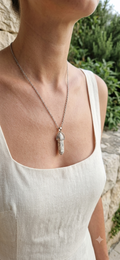 Collana artigianale ciondolo prisma esagonale Magnesite pietra naturale handmade GM_Creations