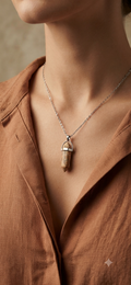 Collana artigianale ciondolo prisma esagonale Diaspro Paesaggio pietra naturale handmade GM_Creations
