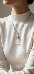 Collana artigianale ciondolo prisma esagonale Quarzo Ialino Cristallo di Rocca pietra naturale handmade GM_Creations