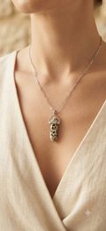 Collana artigianale ciondolo prisma esagonale Diaspro Dalmata pietra naturale handmade GM_Creations
