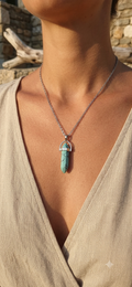 Collana artigianale ciondolo prisma esagonale Turchese pietra naturale handmade GM_Creations