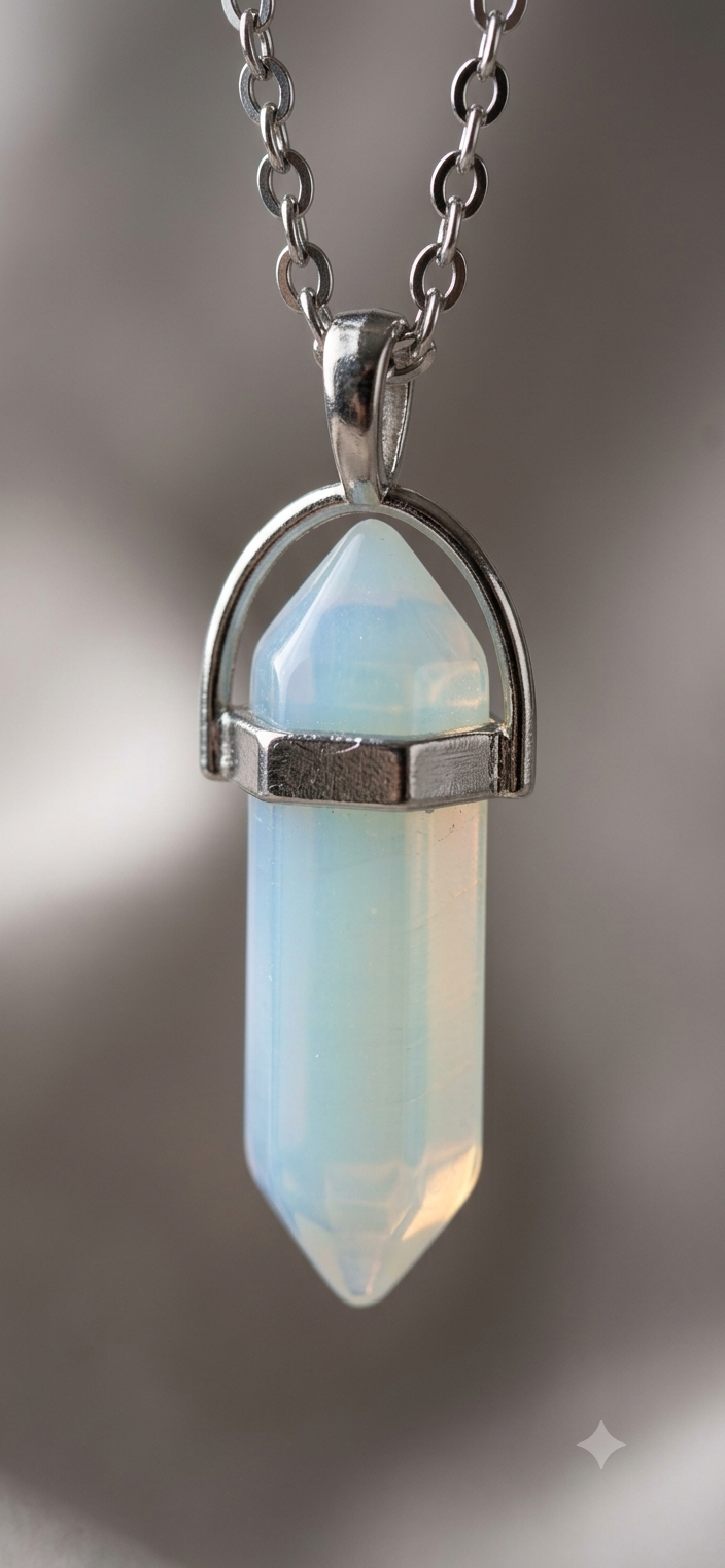 Collana artigianale ciondolo prisma esagonale Opalite pietra naturale handmade GM_Creations