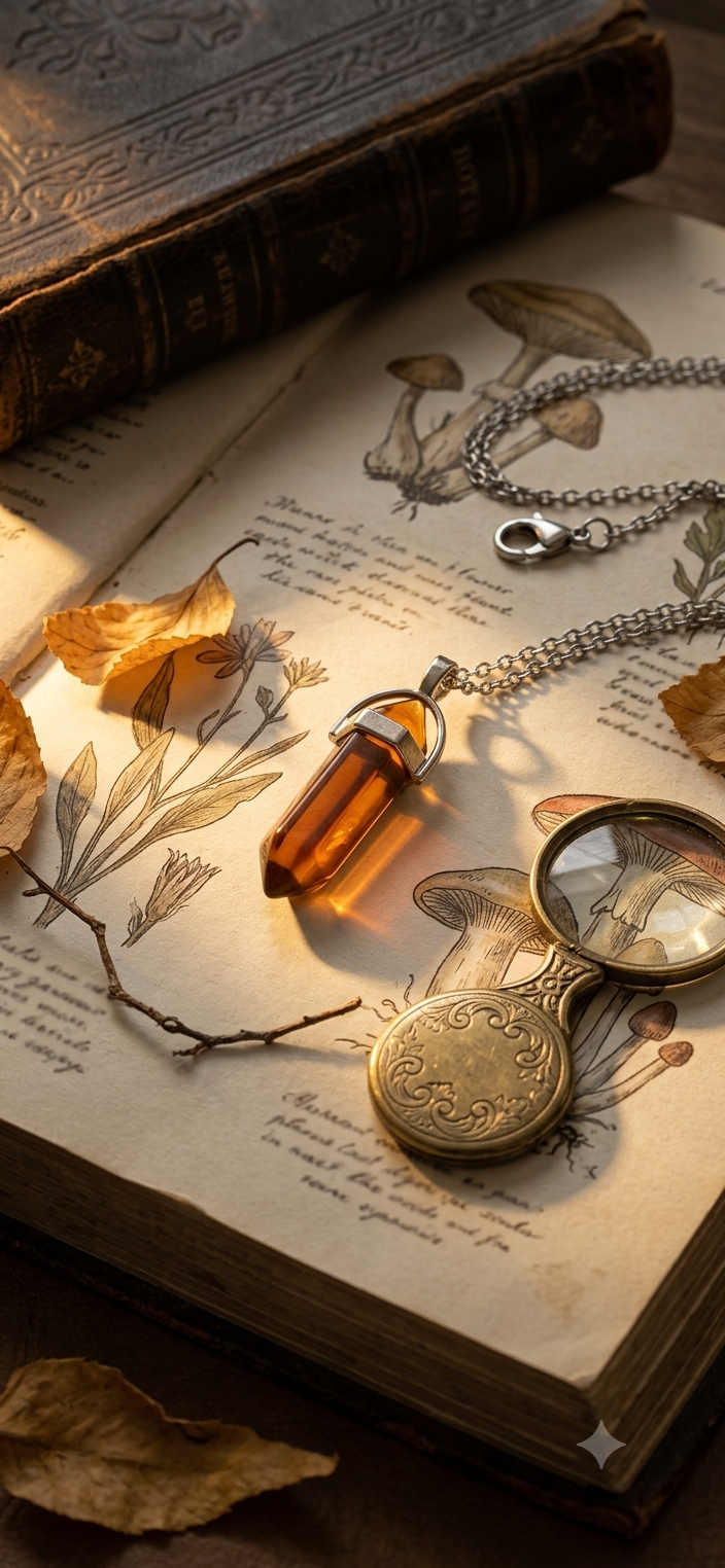 Collana artigianale ciondolo prisma esagonale Agata Ambra pietra naturale handmade GM_Creations