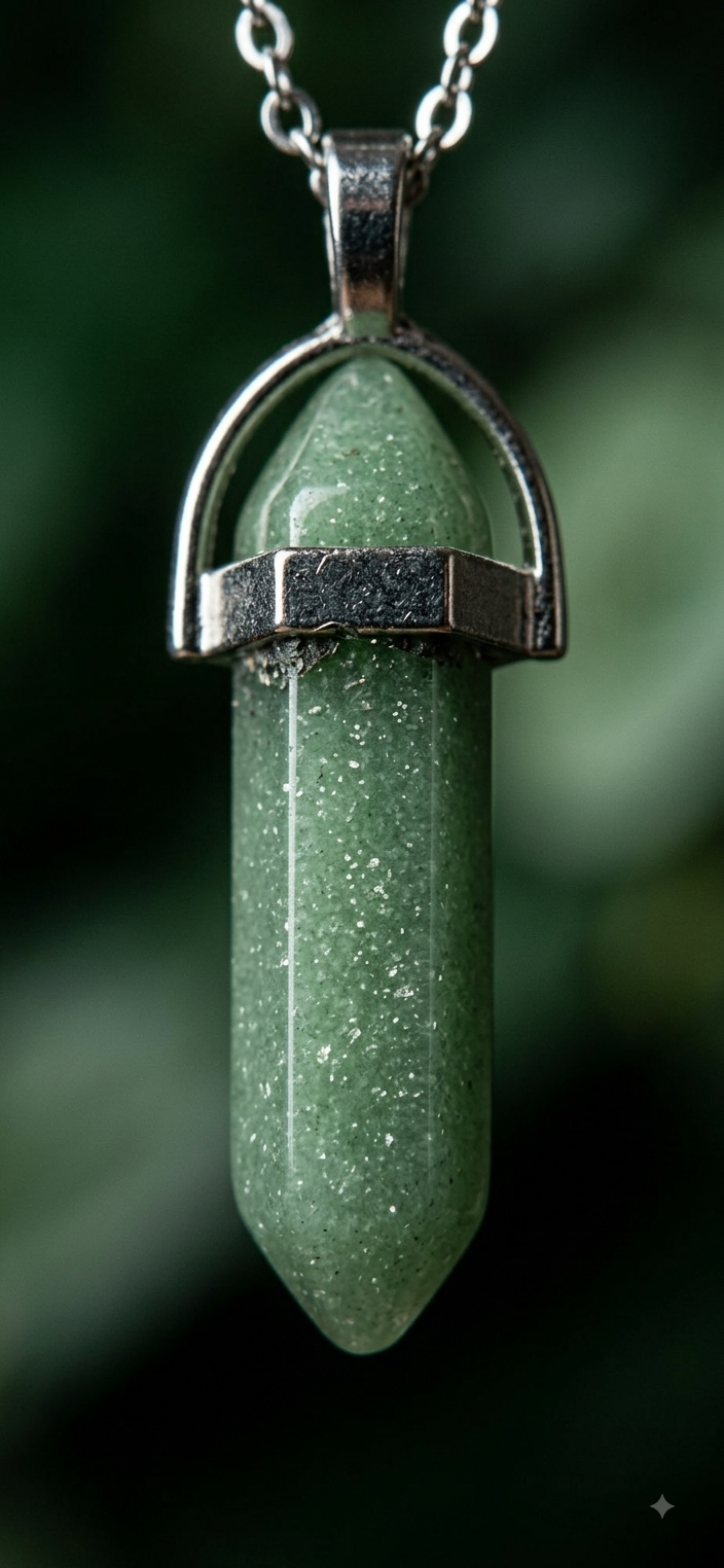 Collana artigianale ciondolo prisma esagonale Avventurina verde pietra naturale handmade GM_Creations