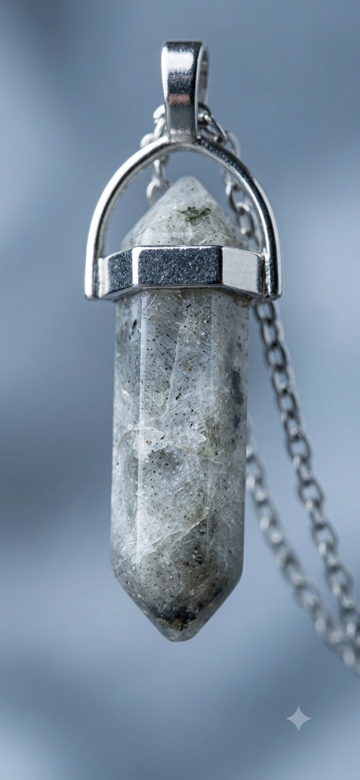 Collana artigianale ciondolo prisma esagonale Labradorite pietra naturale handmade GM_Creations