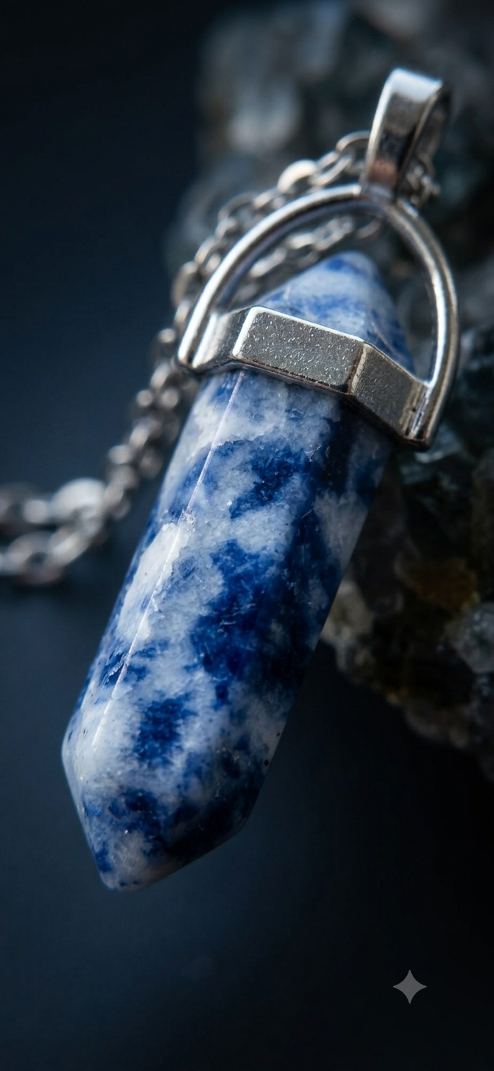 Collana artigianale ciondolo prisma esagonale Sodalite pietra naturale handmade GM_Creations