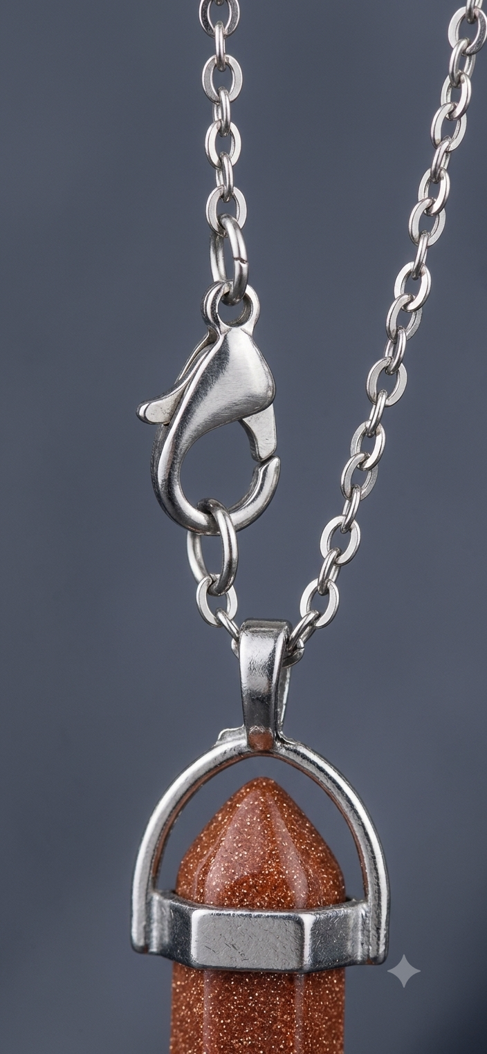 Collana artigianale ciondolo prisma esagonale Gold Sandstone Arenaria Dorata handmade GM_Creations
