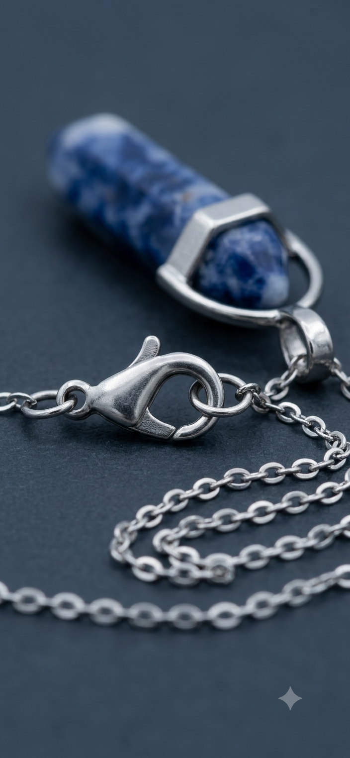 Collana artigianale ciondolo prisma esagonale Sodalite pietra naturale handmade GM_Creations