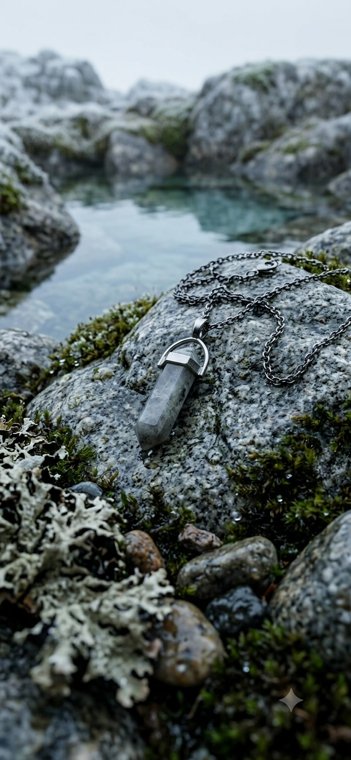Collana artigianale ciondolo prisma esagonale Labradorite pietra naturale handmade GM_Creations