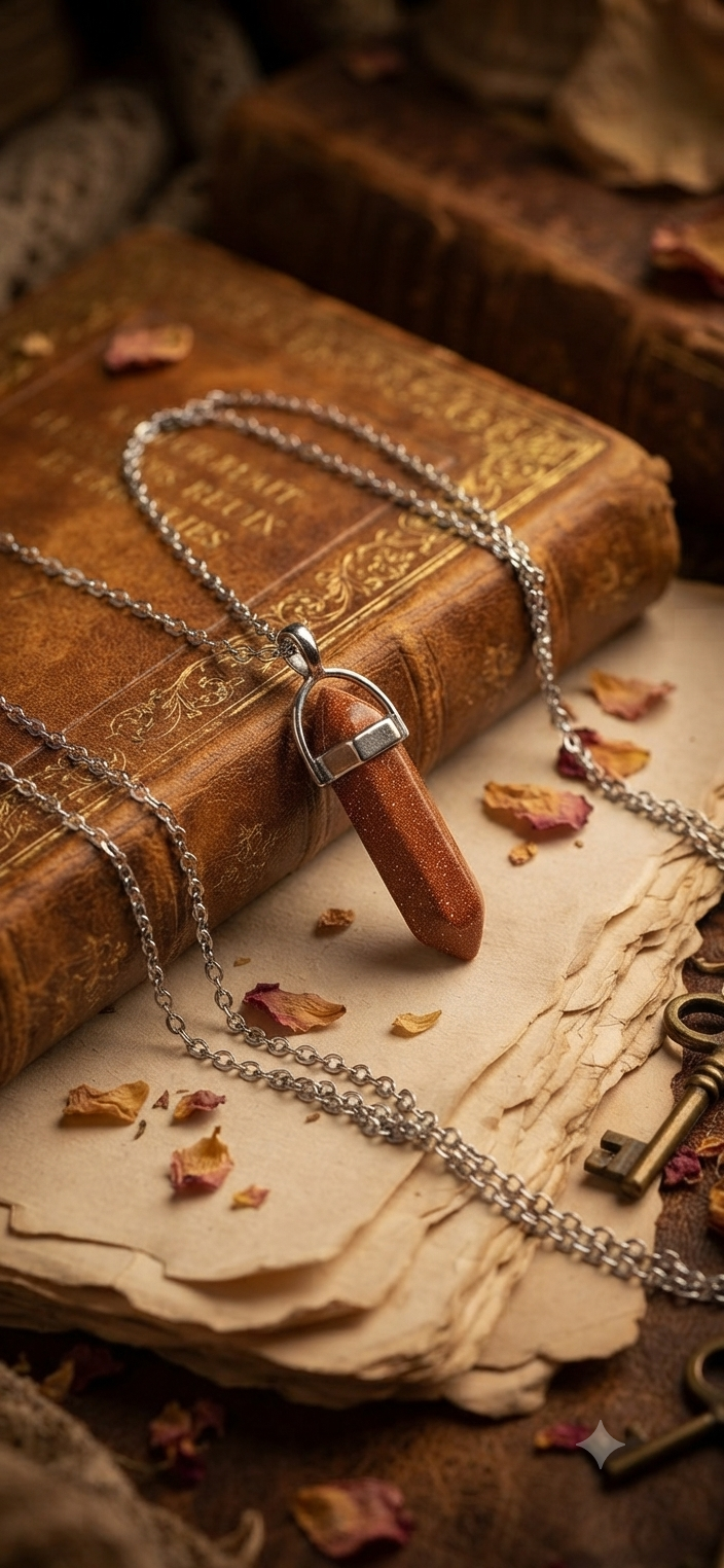 Collana artigianale ciondolo prisma esagonale Gold Sandstone Arenaria Dorata handmade GM_Creations