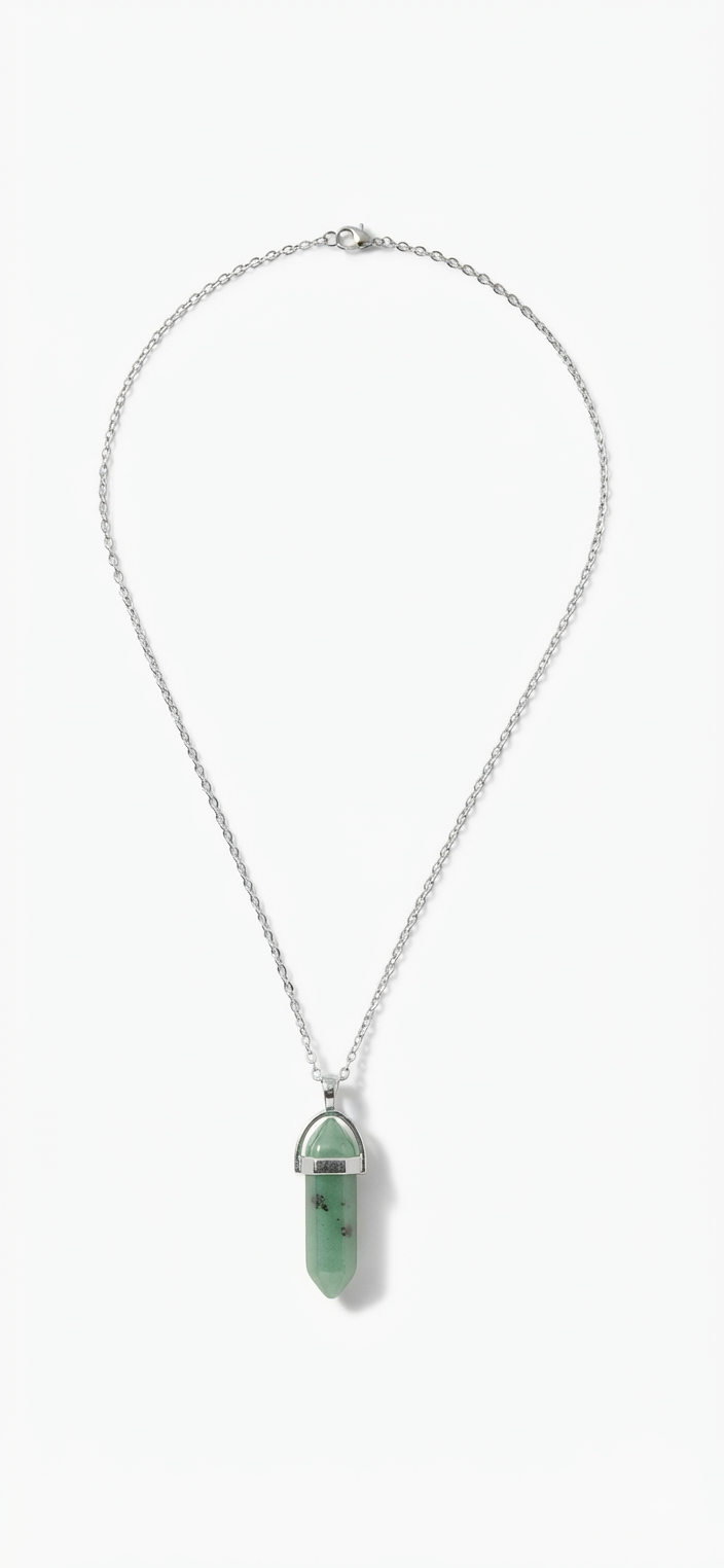 Collana artigianale ciondolo prisma esagonale Avventurina verde pietra naturale handmade GM_Creations