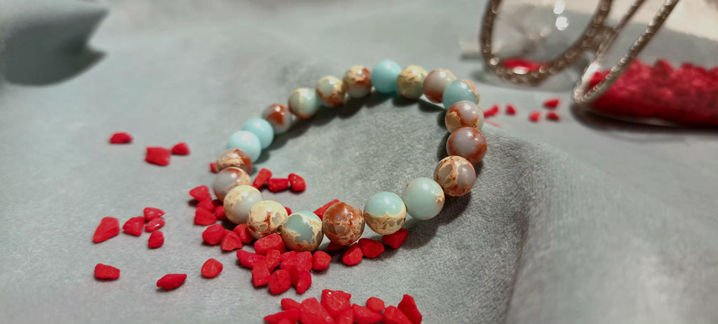 Bracciale artigianale in Shoushan pietre naturali handmade GM_Creations