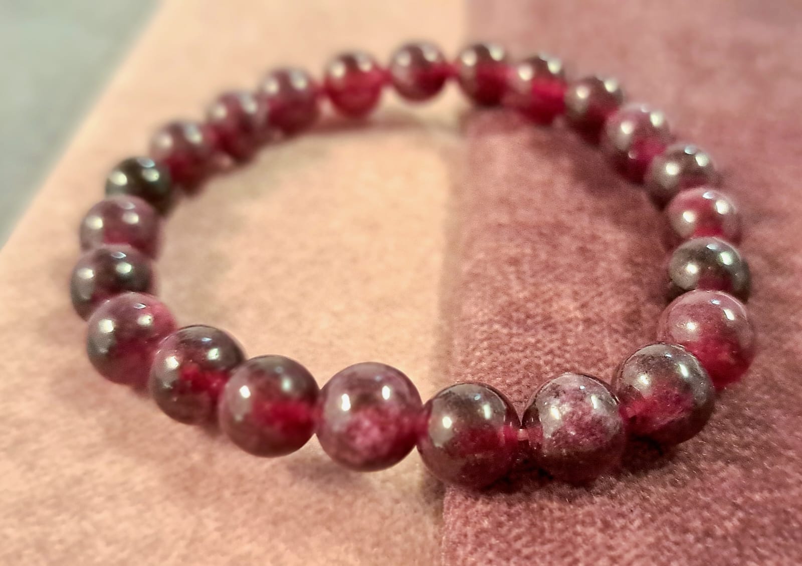 Bracciale artigianale in Granato pietre naturali handmade GM_Creations