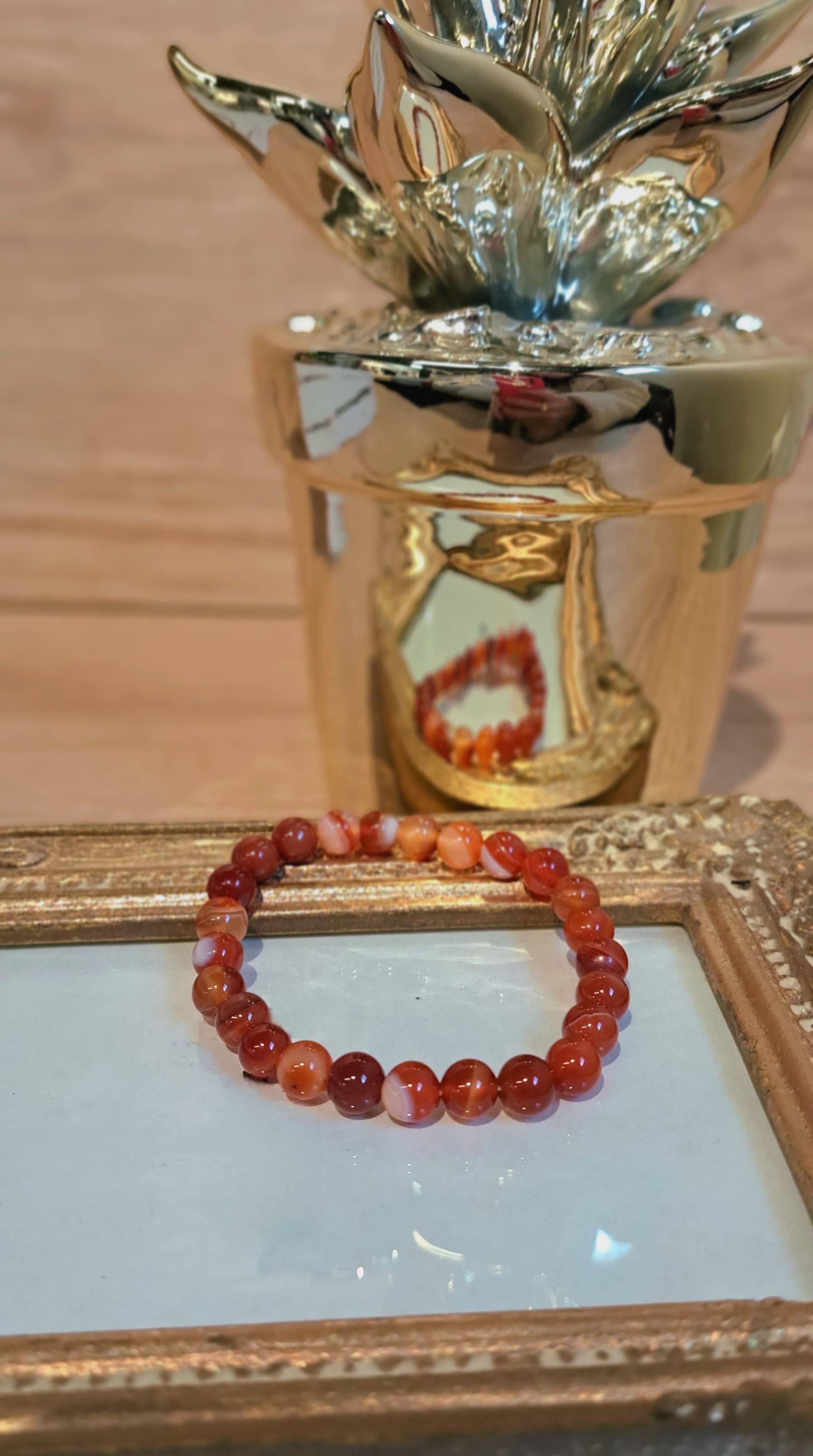 Bracciale artigianale in Corniola pietre naturali handmade GM_Creations