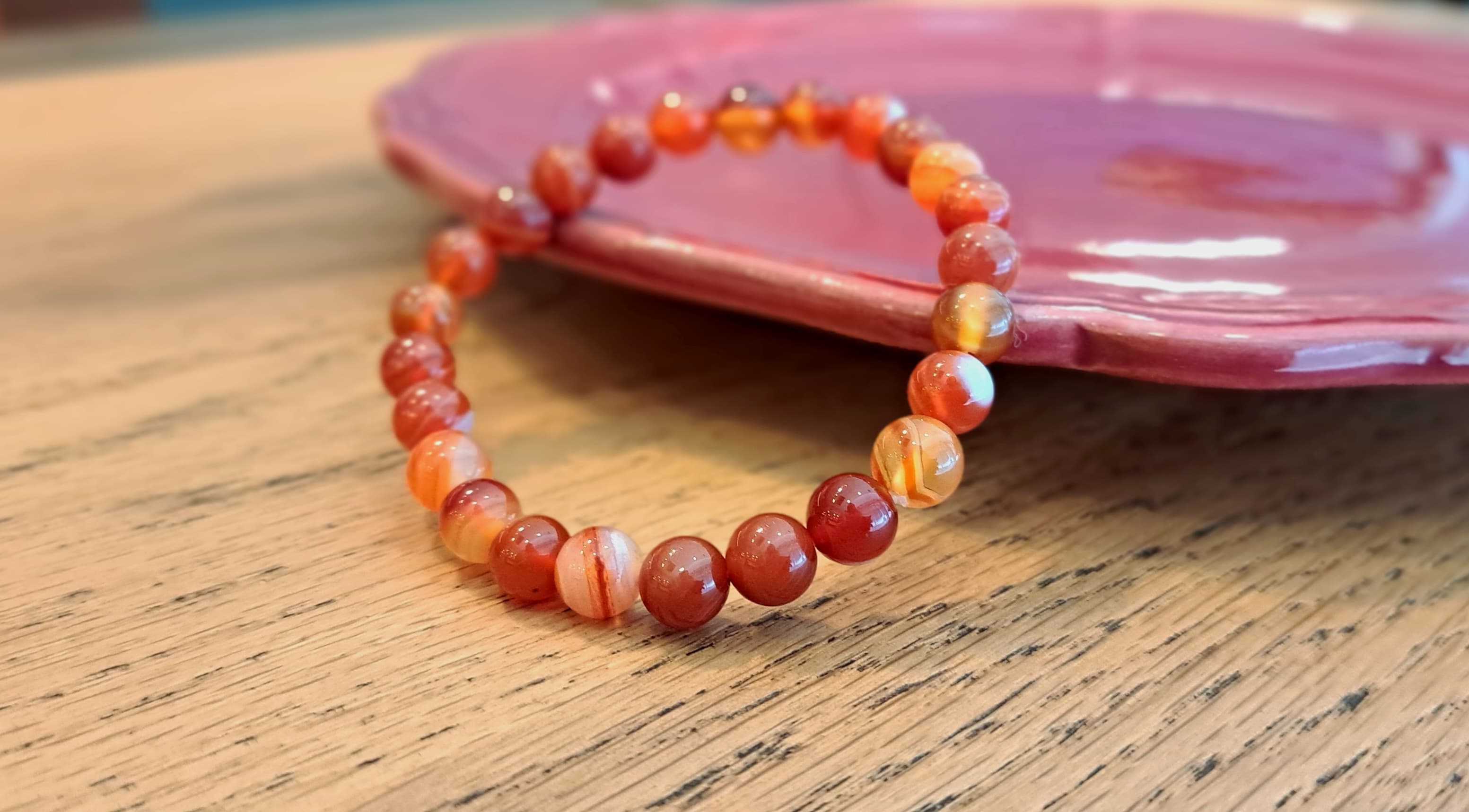 Bracciale artigianale in Corniola pietre naturali handmade GM_Creations