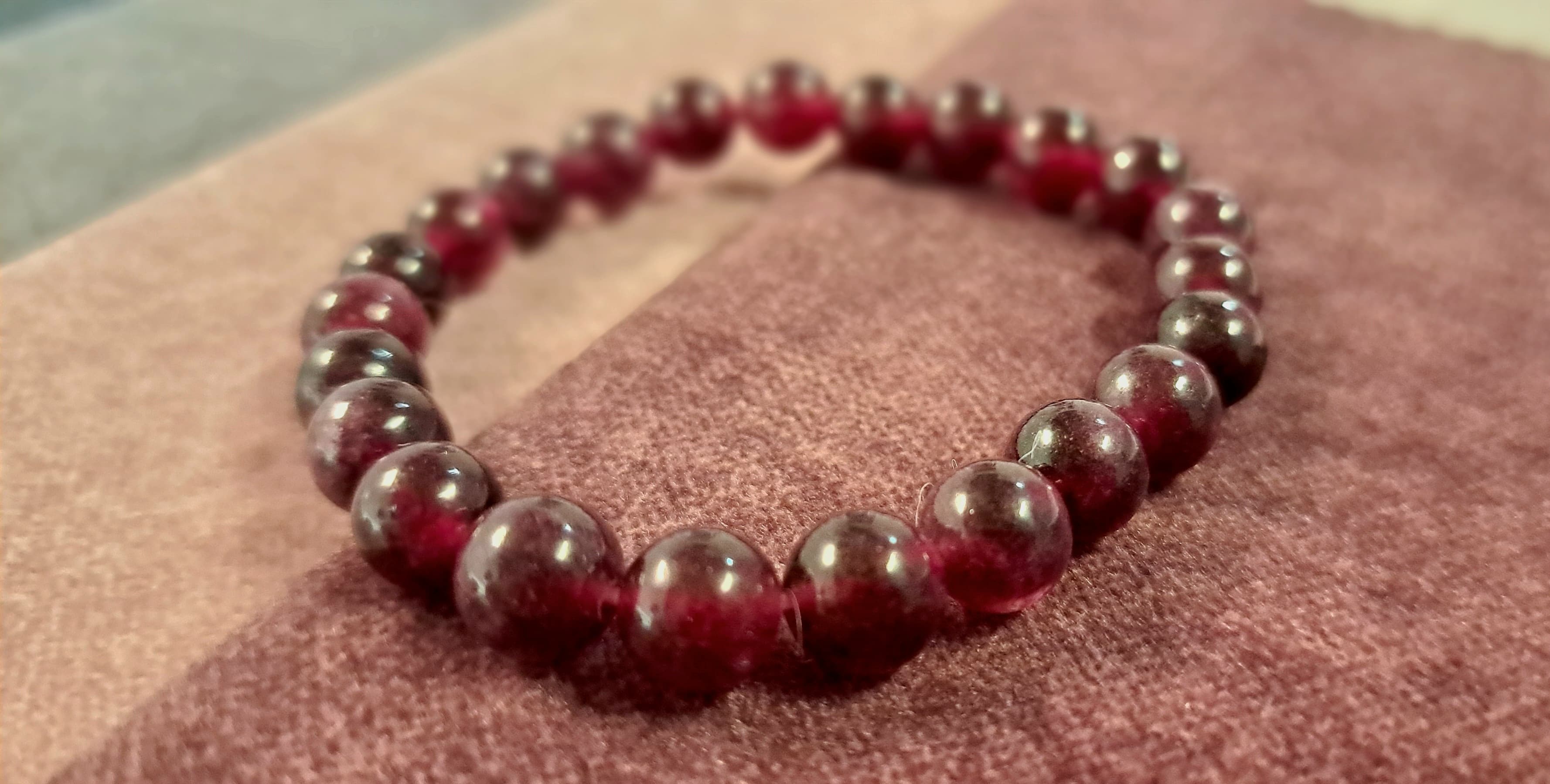 Bracciale artigianale in Granato pietre naturali handmade GM_Creations