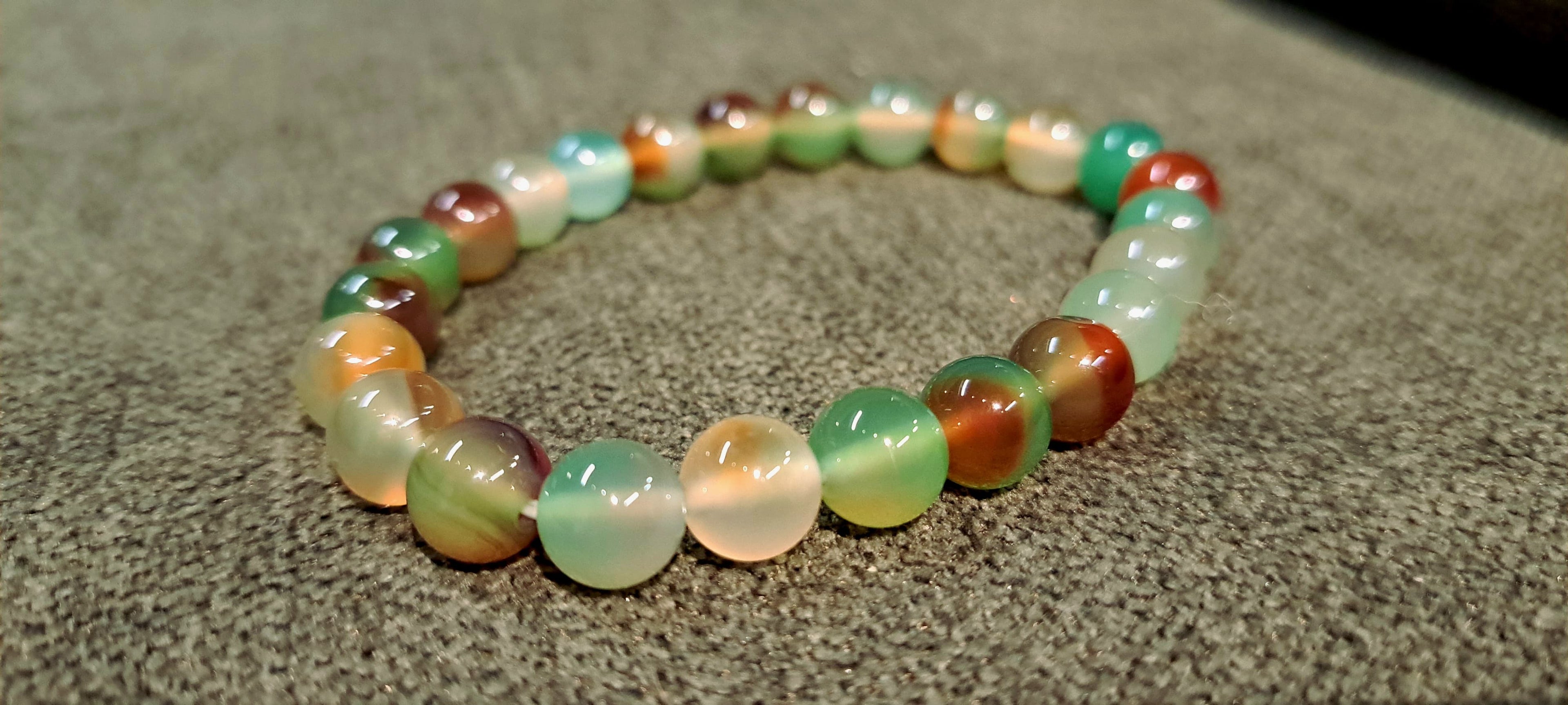 Bracciale artigianale in Agata Pavone pietre naturali handmade GM_Creations