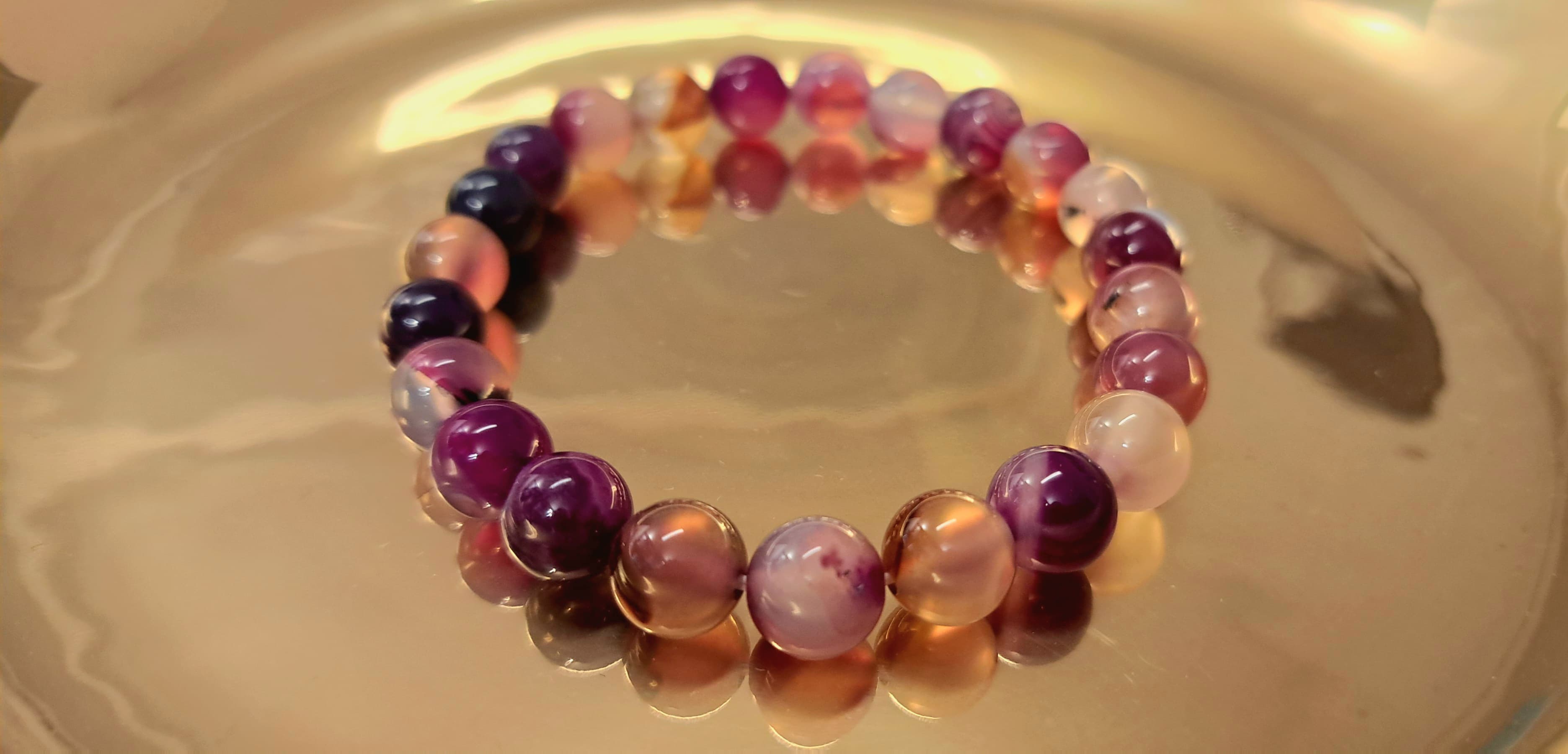 Bracciale artigianale in Agata Viola Striata pietre naturali handmade GM_Creations