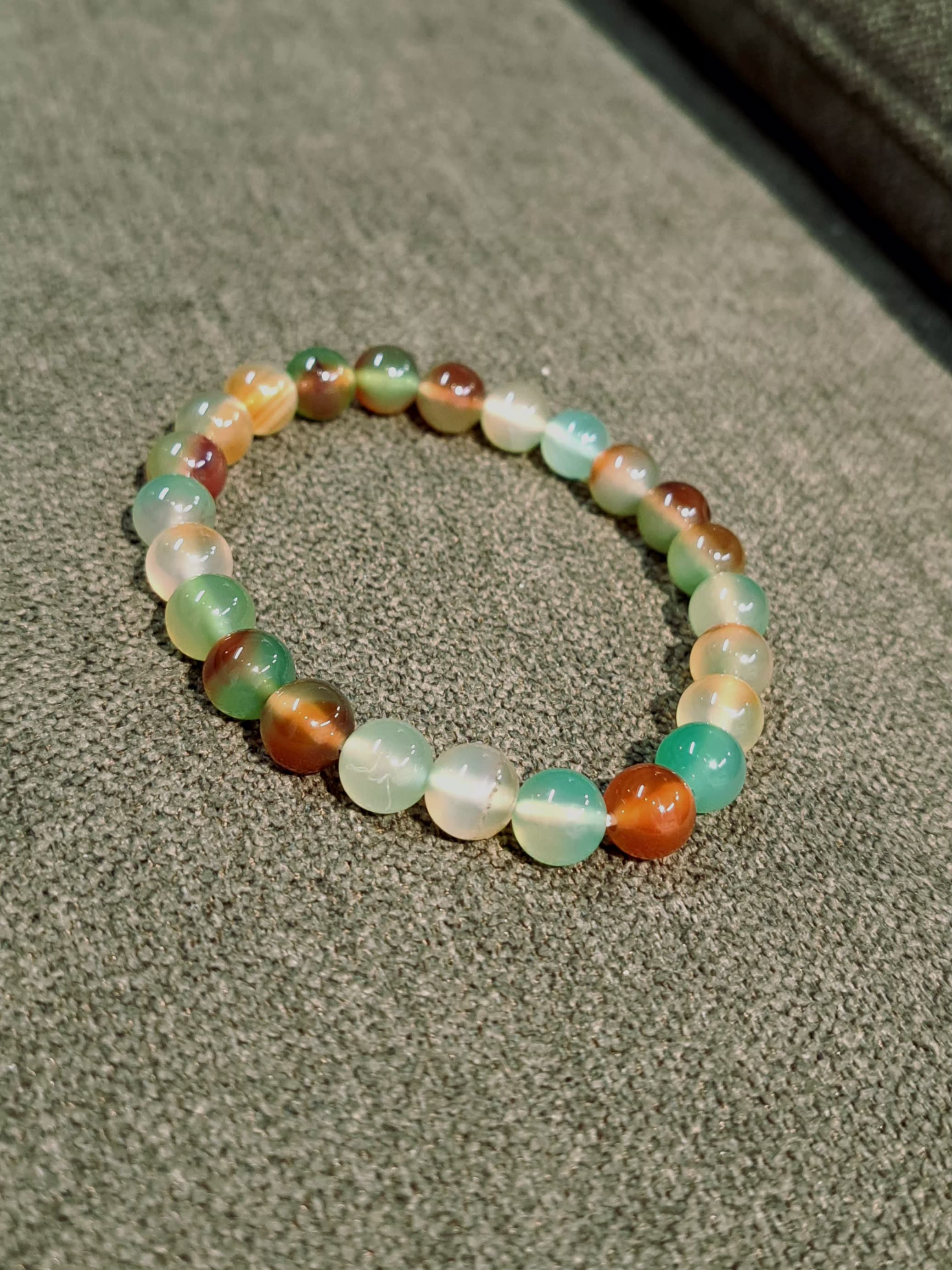 Bracciale artigianale in Agata Pavone pietre naturali handmade GM_Creations