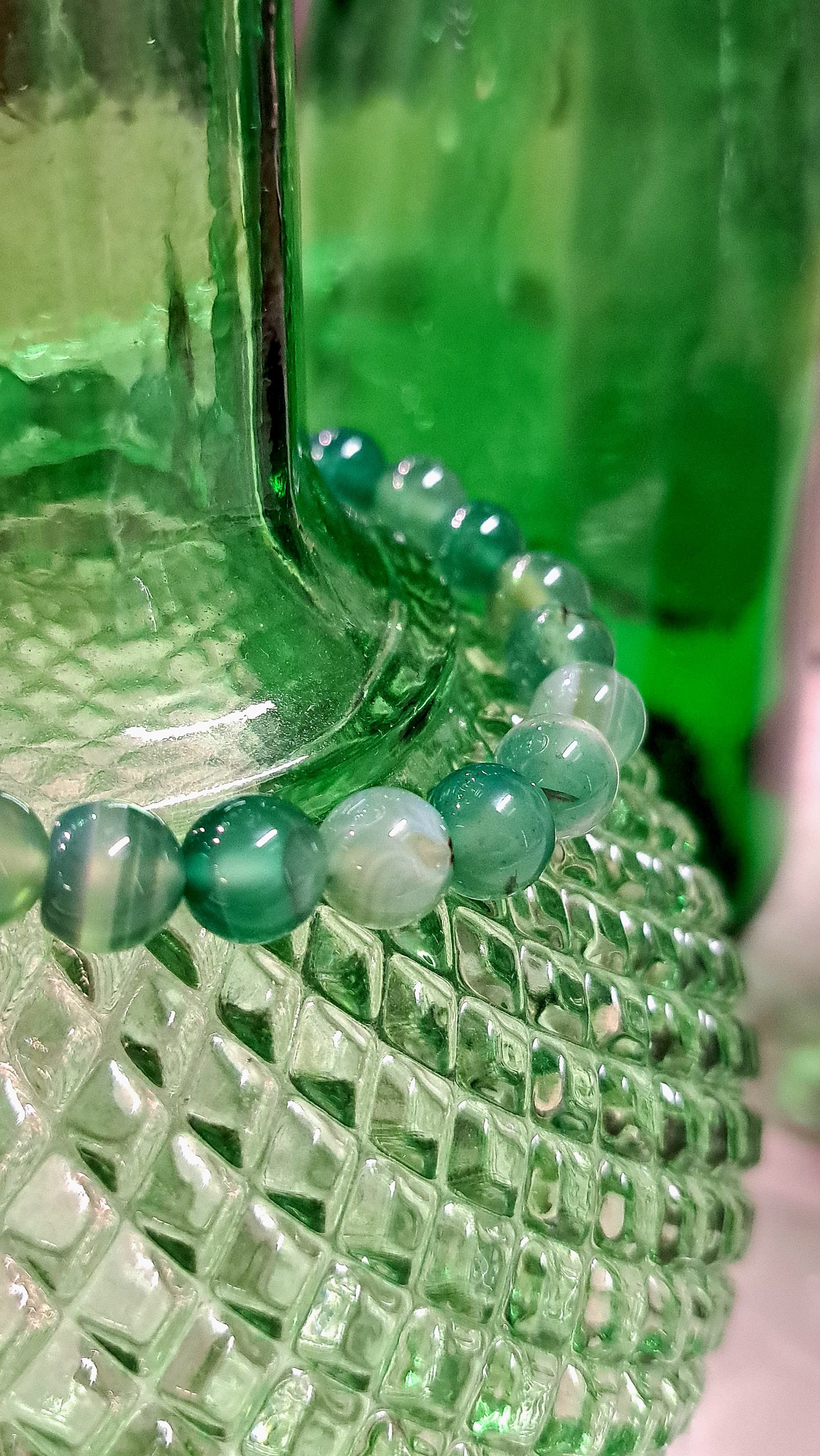 Bracciale artigianale in Agata Verde Striata pietre naturali handmade GM_Creations