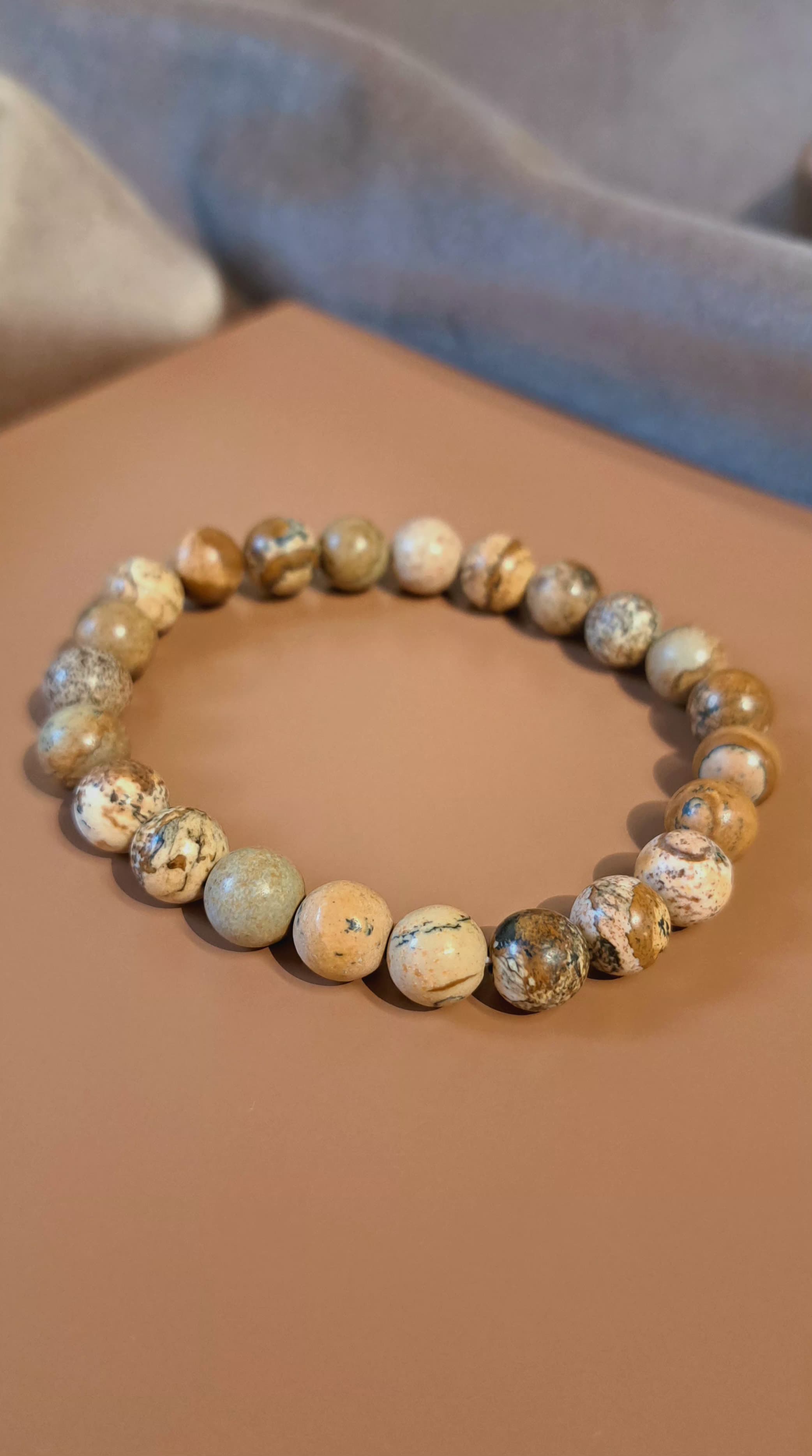 Bracciale artigianale in Diaspro Paesaggio pietre naturali handmade GM_Creations