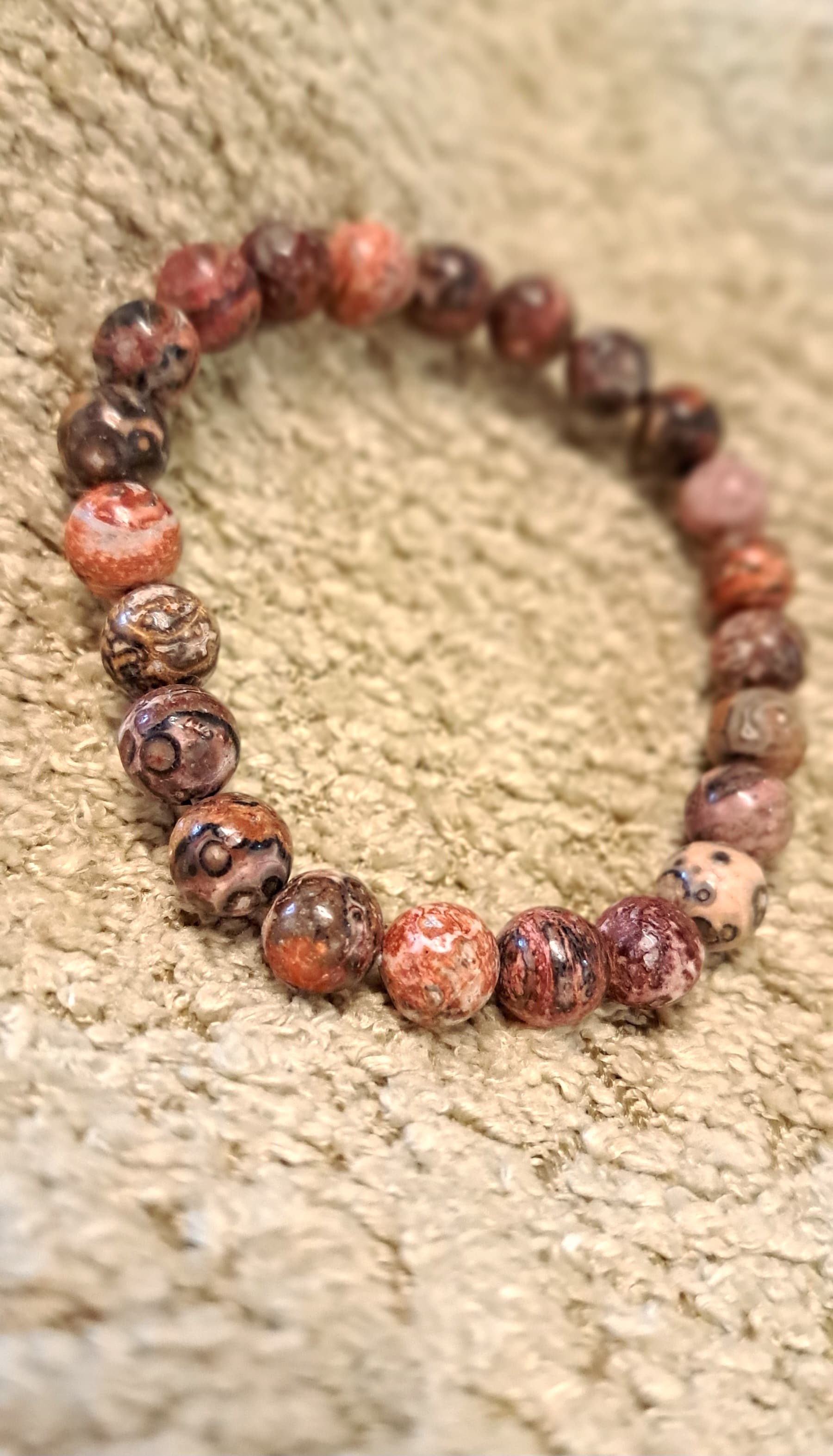Bracciale artigianale in Diaspro Pelle di Leopardo pietre naturali handmade GM_Creations
