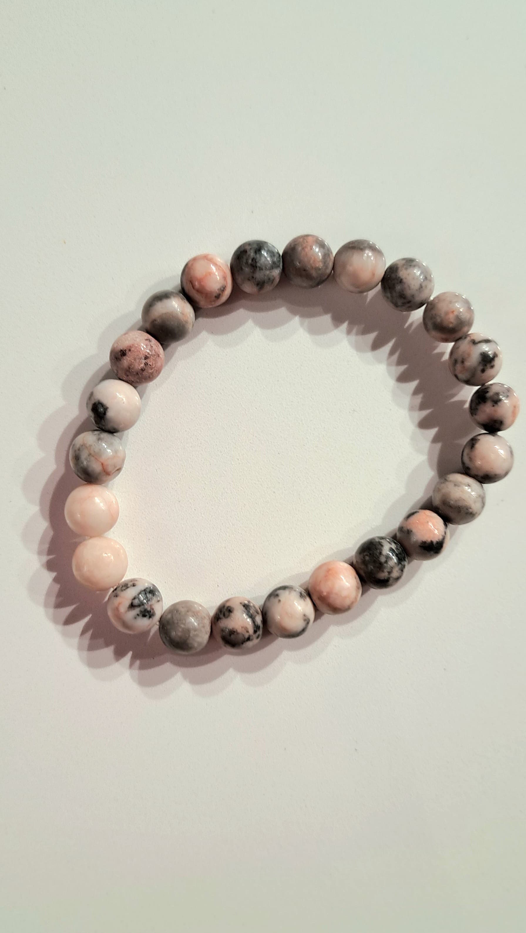 Bracciale artigianale in Diaspro Rosa Zebrato pietre naturali handmade GM_Creations
