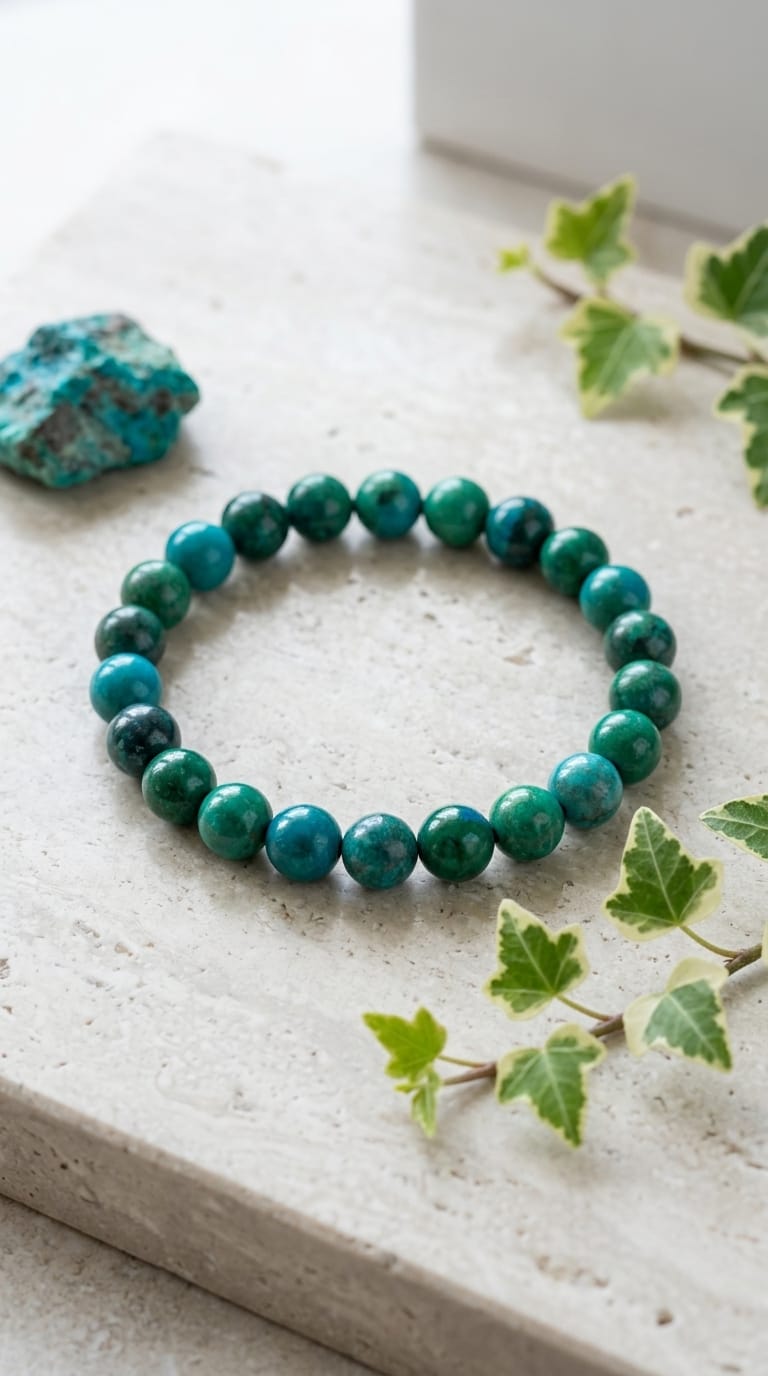 Bracciale artigianale in Crisocolla pietre naturali handmade GM_Creations