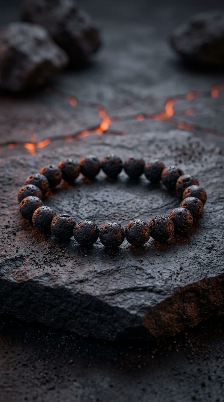 Bracciale artigianale in Pietra Lavica pietre naturali handmade GM_Creations