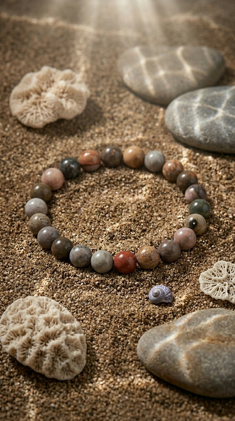 Bracciale artigianale in Diaspro Oceanico pietre naturali handmade GM_Creations