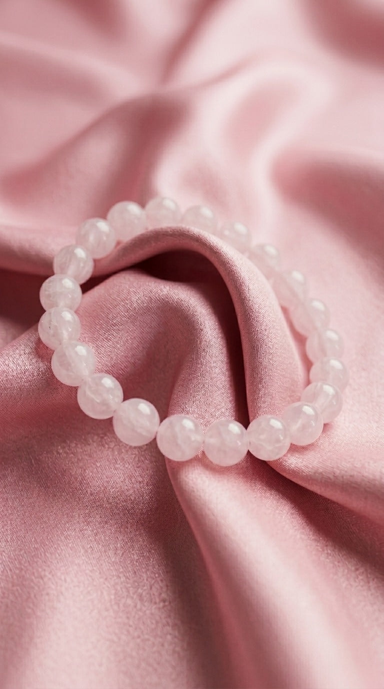 Bracciale artigianale in Quarzo Rosa pietre naturali handmade GM_Creations