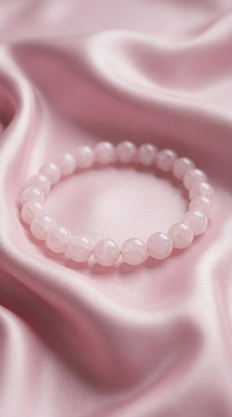 Bracciale artigianale in Quarzo Rosa pietre naturali handmade GM_Creations