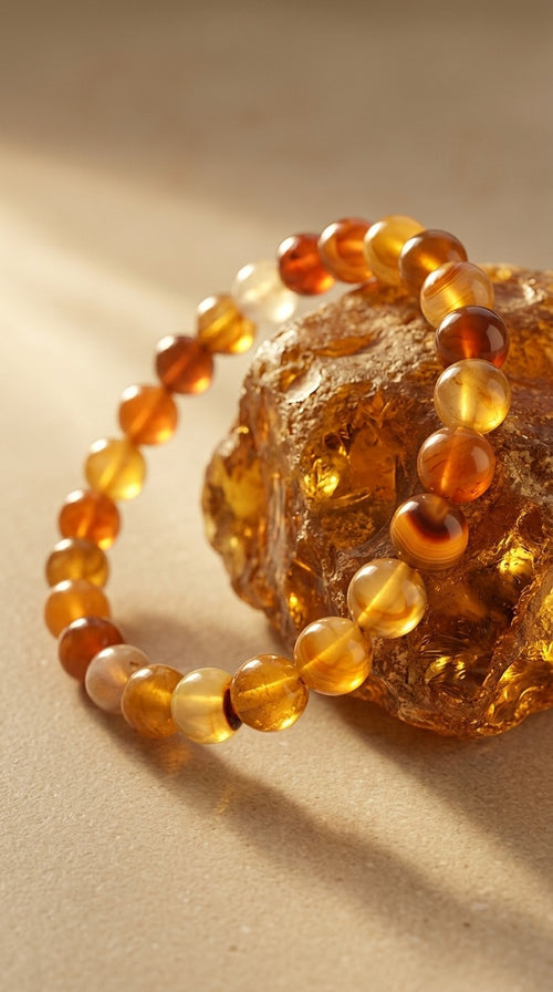 Bracciale artigianale in Agata Ambra pietre naturali handmade GM_Creations