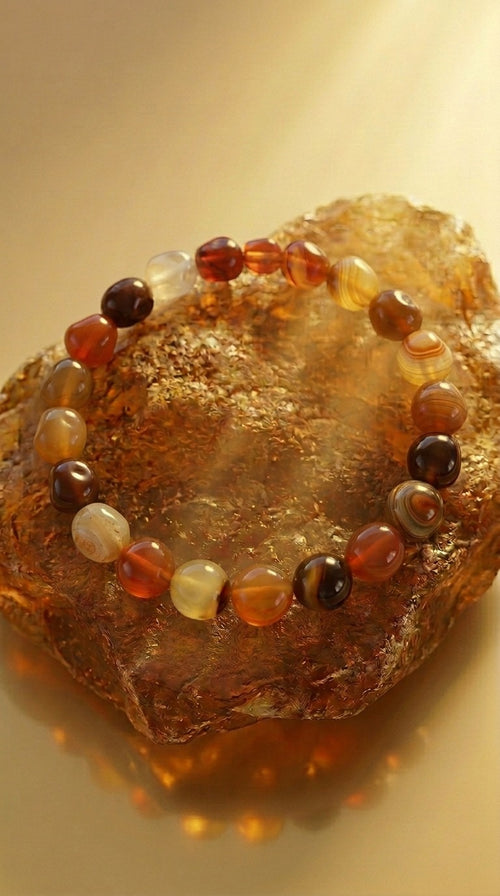 Bracciale artigianale in Agata Ambra pietre naturali handmade GM_Creations