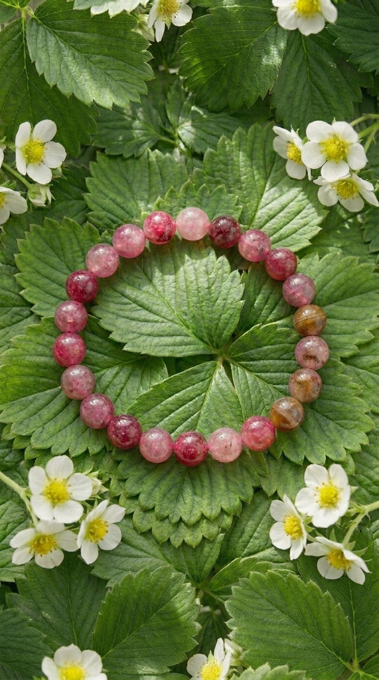 Bracciale artigianale in Quarzo Fragola pietre naturali handmade GM_Creations