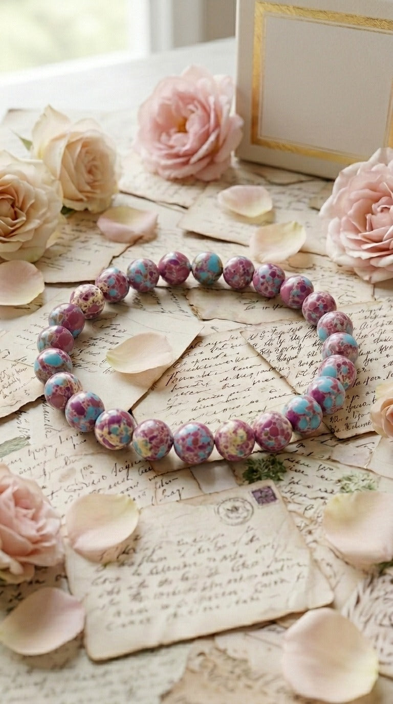 Bracciale artigianale in Diaspro Imperiale Sedimenti Marini pietre naturali handmade GM_Creations