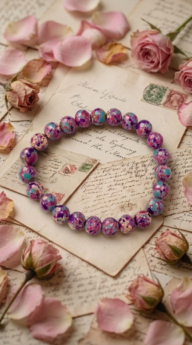 Bracciale artigianale in Diaspro Imperiale Sedimenti Marini pietre naturali handmade GM_Creations