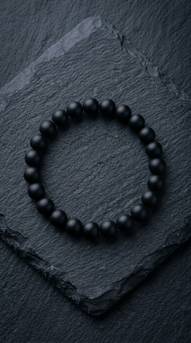 Bracciale artigianale in Onice Nero pietre naturali handmade GM_Creations