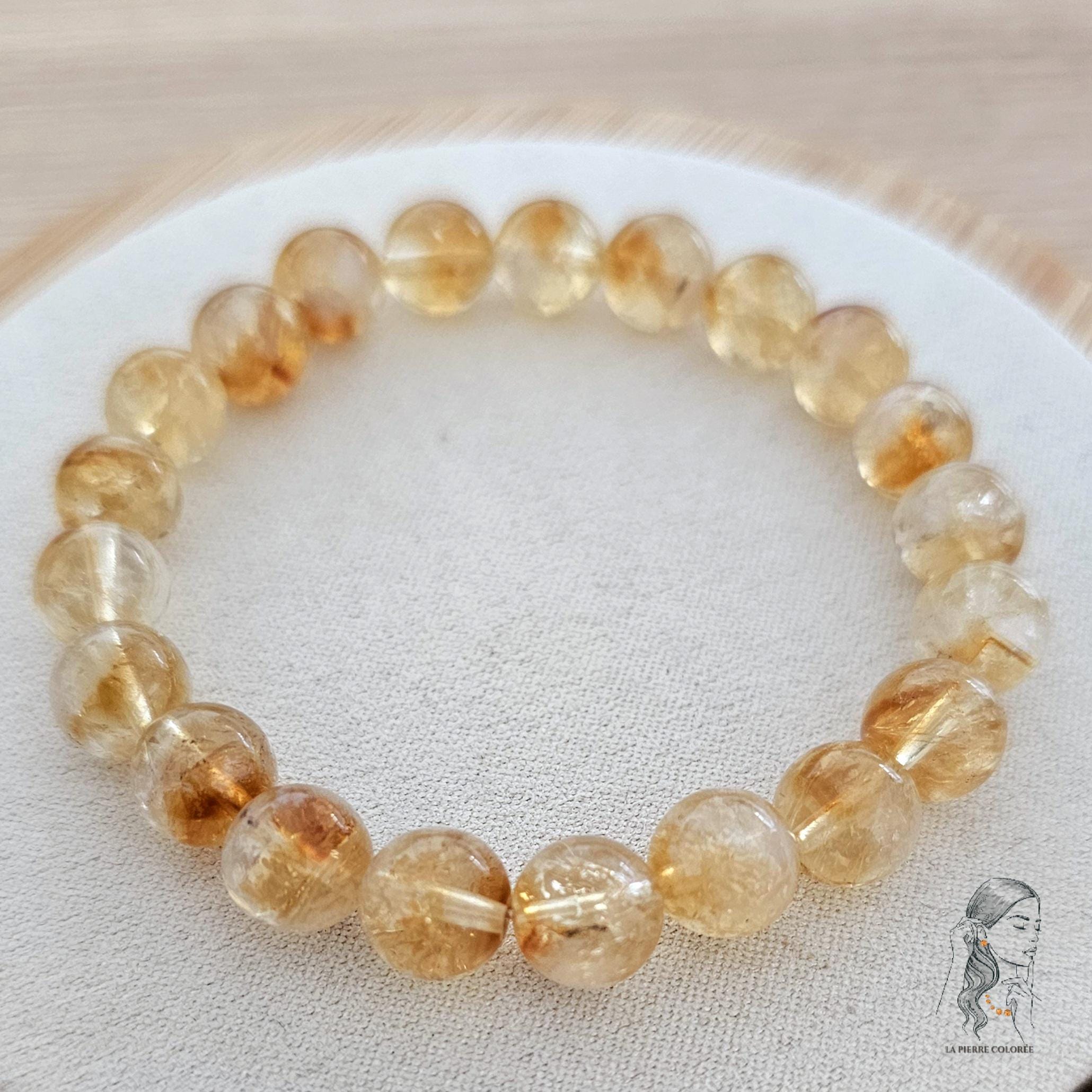 Bracciale artigianale in Quarzo Citrino pietre naturali handmade GM_Creations